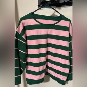 Pink and Green Striped oversized Sweater